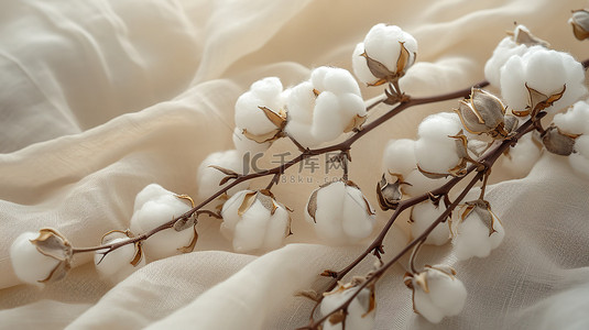 棉布织物上的棉花背景素材