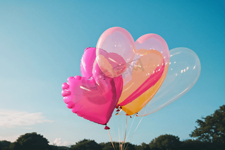 情人节浪漫粉色气球摄影配图
