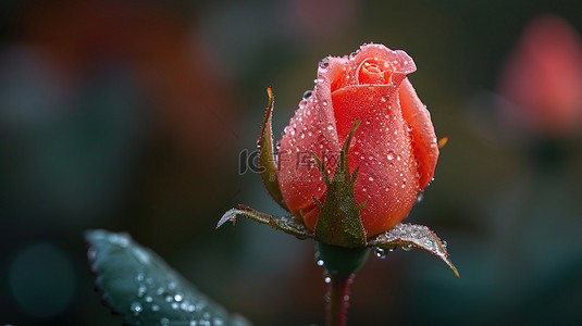 玫瑰花花朵上的水珠背景