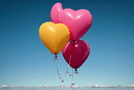 爱心盒饭摄影照片_天空中飘荡的彩色气球摄影图9