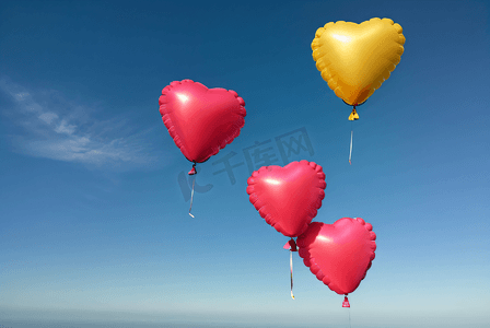 天空中飘荡的彩色气球摄影图1