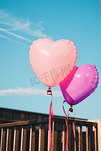 爱心盒饭摄影照片_情人节粉色气球图片2