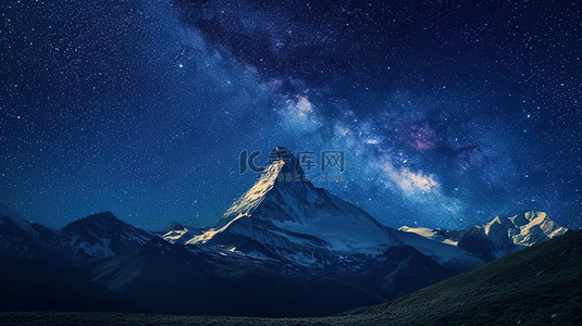 夜空夜空背景图片_夜空中星空下的山峰景观设计图