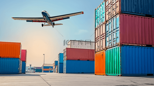 运输背景图片_飞机港口集装箱货物运输物流的图片3