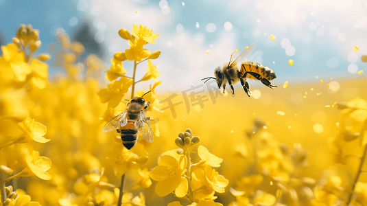 鲜花上采蜜的蜜蜂6