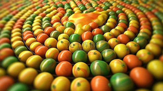 混合水果背景图片_背景上的 3d 渲染水果马赛克