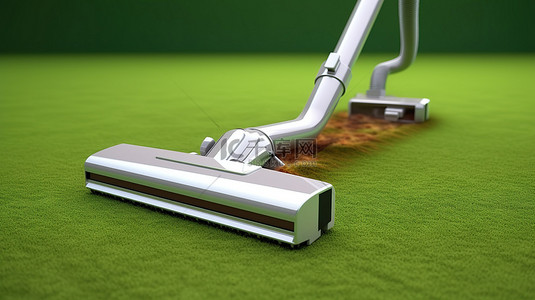 地面清洁背景图片_3d 渲染真空清洁场景中绿色地毯上的空白条