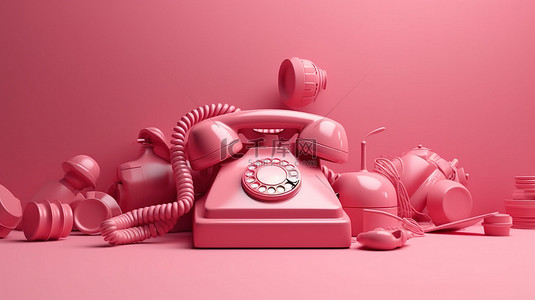 客户服务电话背景图片_3D 粘土风格渲染中基于电话的客户服务