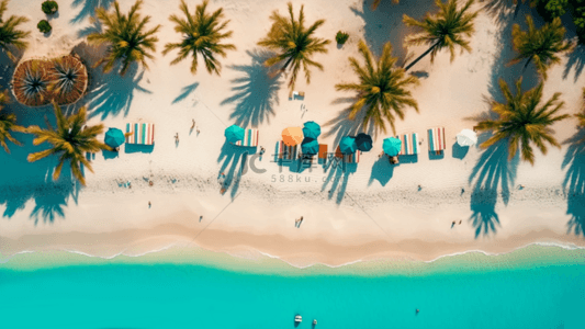 度假背景图片_夏季海边椰树度假卡通背景