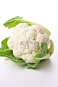 菜花背景图片_白色背景上的花椰菜小花