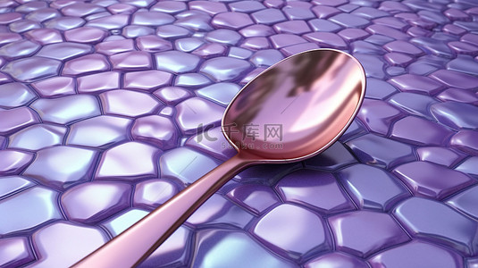金色奢华背景图片_充满活力的紫罗兰紫色地板上发光金属铜器皿的 3D 渲染