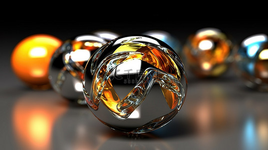 运动玻璃球体的三维渲染