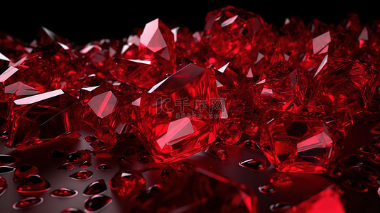 3d 渲染中的抽象红色晶体形成