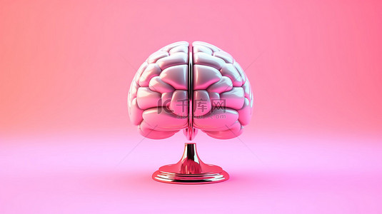 充满活力的粉红色背景与动画舞蹈大脑代表无缝 3D 动画中的人工智能概念
