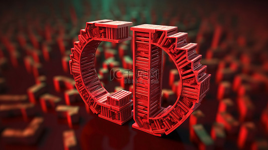 插图中红色港币货币符号的 3D 渲染