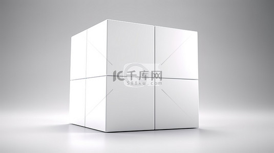 白色立方体背景图片_空白石板 3D 渲染一个朴素的白色立方体在苍白的背景下