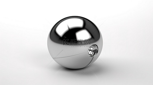 在白色背景上隔离的钢球的 3d 渲染