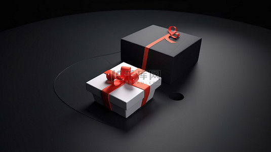 价格标签图标和礼品盒的 3d 渲染