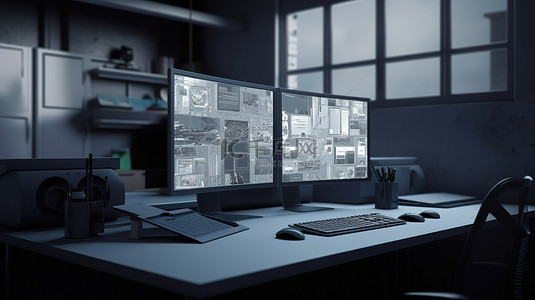 工业背景图片_在 3d 工业工作区的计算机屏幕上显示的数字设计软件