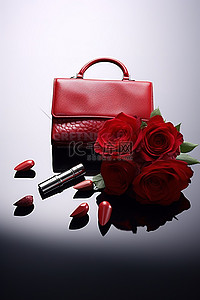 红包背景图片_红色口红 口红包 钱包 玫瑰和口红