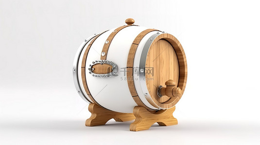 蜂蜜产品背景图片_白色背景上粘土风格白色有机蜂蜜桶桶的 3D 渲染