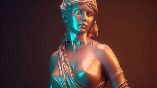希腊女神米洛维纳斯的全息雕塑 3D 插图