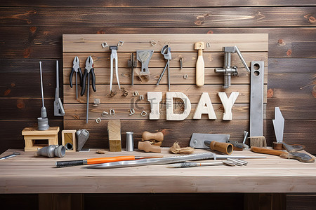 名字DIY背景图片_DIY工具和文字以及木桌面