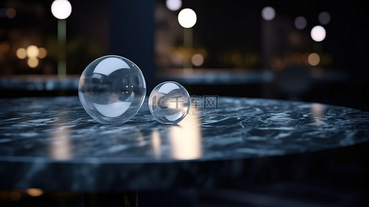夜生活幻想抽象模糊背景与一张空的大理石桌子，用于在餐厅酒吧和俱乐部展示产品，非常适合社交媒体促销和海报