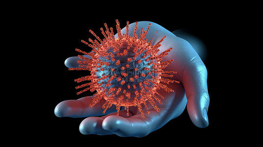 手上病毒对健康影响的 3D 插图