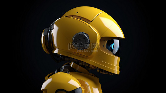黄色安全帽背景图片_3D渲染中的黄色头盔工程师机器人