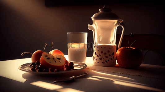 草莓卡通水果背景图片_奶茶水果加冰背景