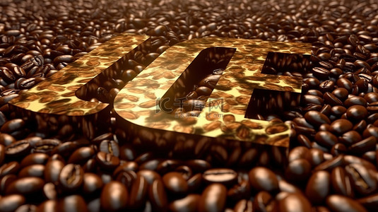 3D渲染的咖啡豆在创意字体设计中拼出“能量”