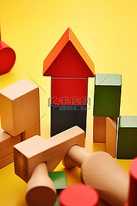 玩具城堡背景图片_木制积木和玩具
