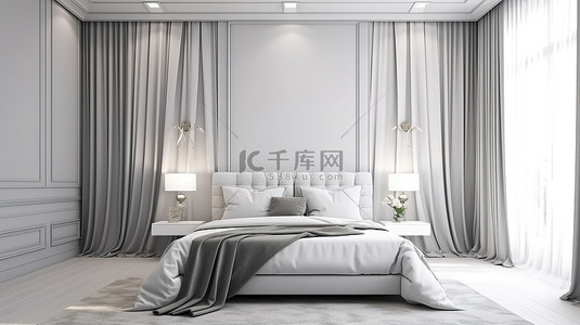 家居床背景背景图片_当代白色卧室室内设计现代风格的豪华家居样机