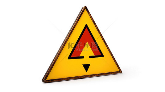白色背景 3d 渲染上易燃和易燃物质火灾危险的警示黄色三角形标志