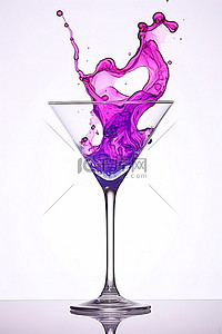 马提尼杯将紫色液体倒入旧杯玛格丽塔中