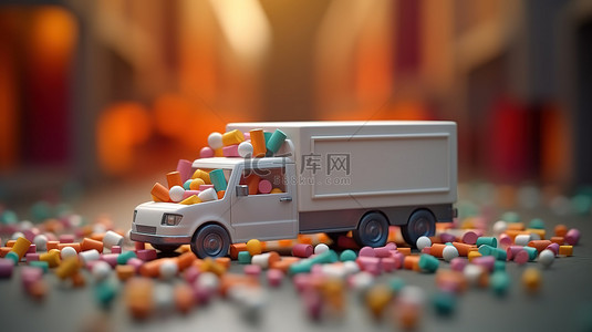 运输医疗用品与移动安眠药交付 3D 插图