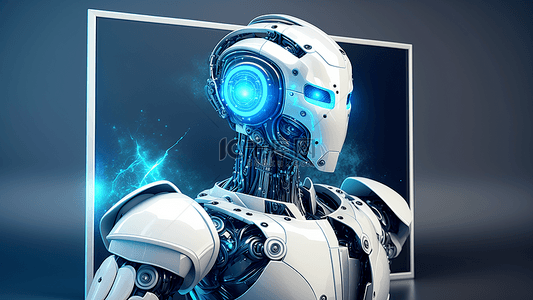 现代智能机器人背景图片_机器人白色科技感蓝光仿真机械人