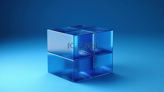 当代立方体，蓝色色调的抽象 3D 设计