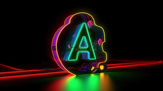 纸牌符号背景图片_三张霓虹色 Ace 扑克牌和 3D 渲染赌场筹码符号的插图