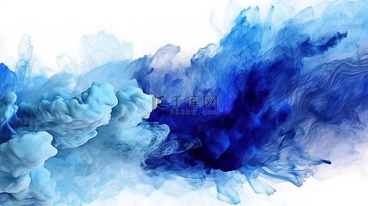 动态蓝色笔触与垃圾背景精致而豪华的 3D 插图非常适合艺术时髦和水彩设计