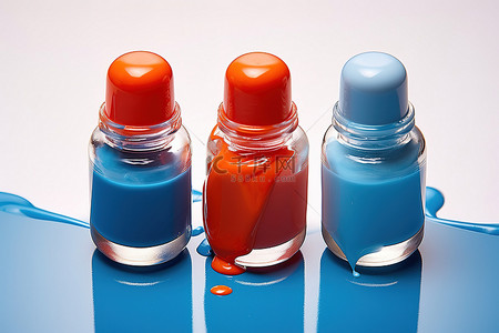 橙色和蓝色指甲油 eysotum 凝胶