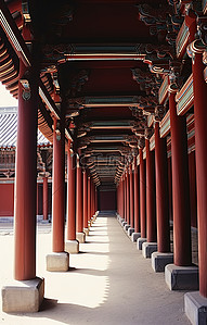 福背景图片_通往一座带柱子的老建筑的走廊
