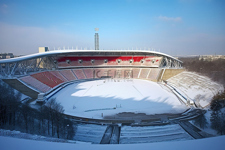 下雪了背景图片_庆日国家体育场下雪了