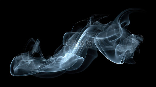 纯黑色黑色背景图片_纯黑色上的烟雾形式 3D 插图渲染