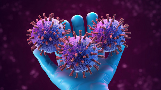 新型冠状病毒中检疫手上微生物的 3D 渲染