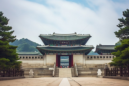 云门中学校刊背景图片_拥有亚洲风格大门的韩国宫殿之一