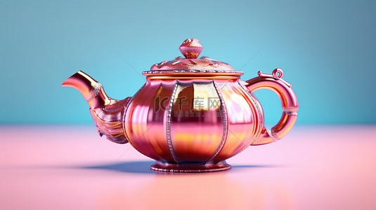 永恒而可爱的茶壶 3D 复古插画与渲染细节