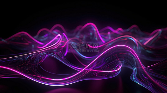 乐谱背景背景图片_发光紫色线的软焦点 3D 插图