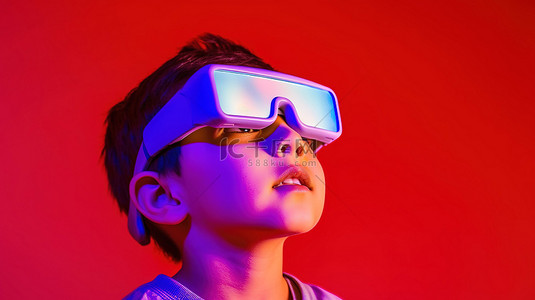 年轻人戴着 3D 眼镜体验虚拟现实